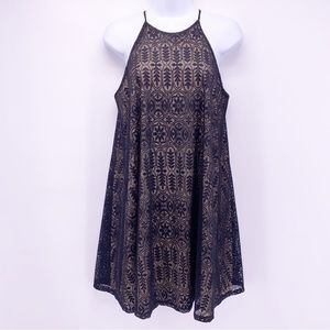 NEW Maitai Black Embossed Lace Mini Dress Size Small